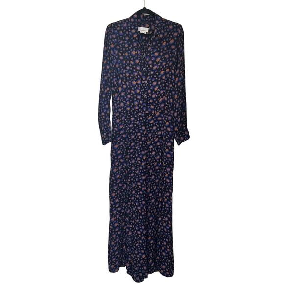 Anthropologie Women's Wide Leg Jumpsuit Size 12 Loveland Sapphire Button Front - Picture 3 of 14